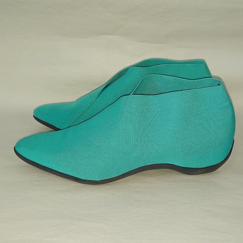 John Fluevog Women Power Up Embrace Elastic Ankle Booties Size 9 Teal Vegan - Picture 4 of 12